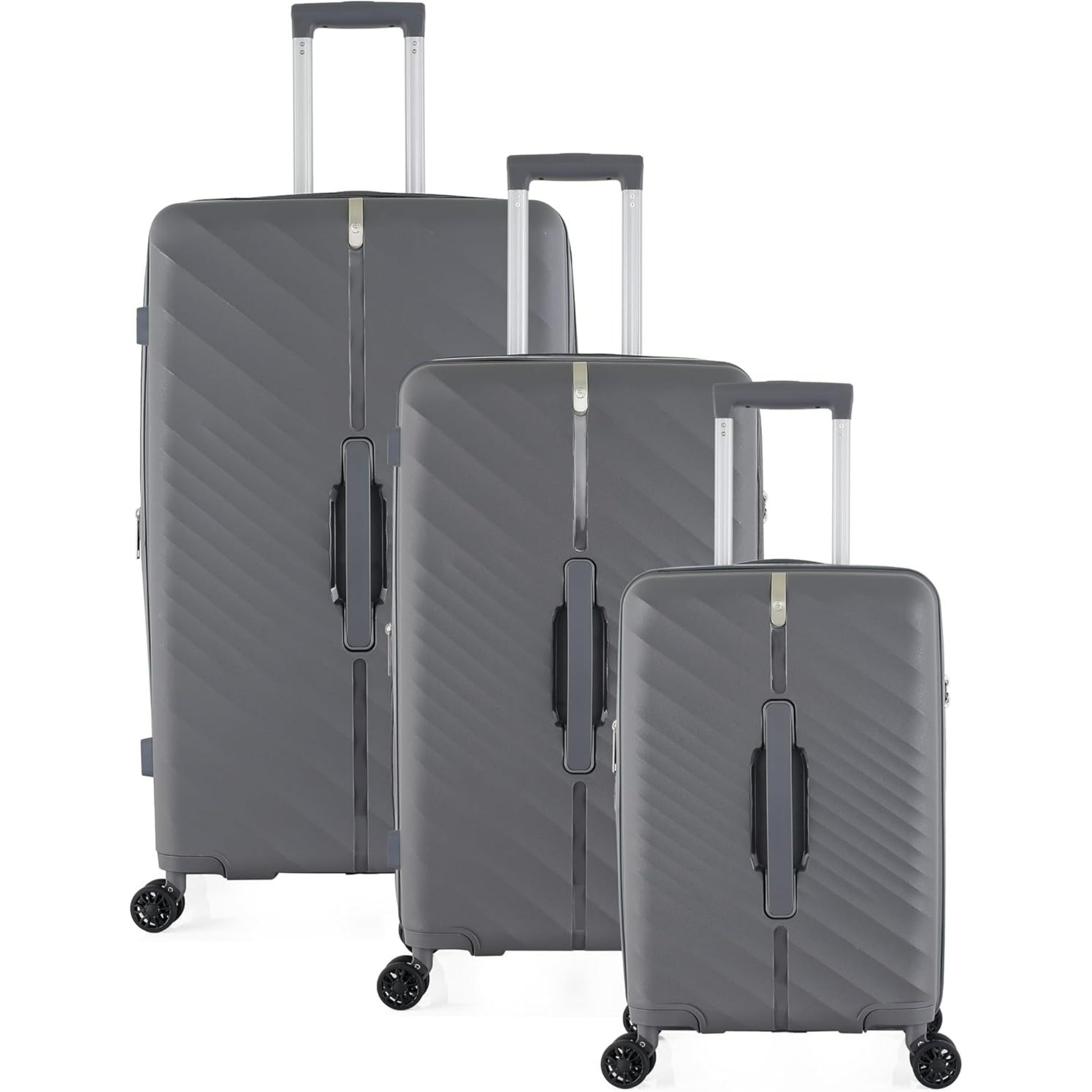 HT 3-Piece Luggage Set Strongbox Trunk Travel Suitcase With 1 Year Warranty PP TSA Lock