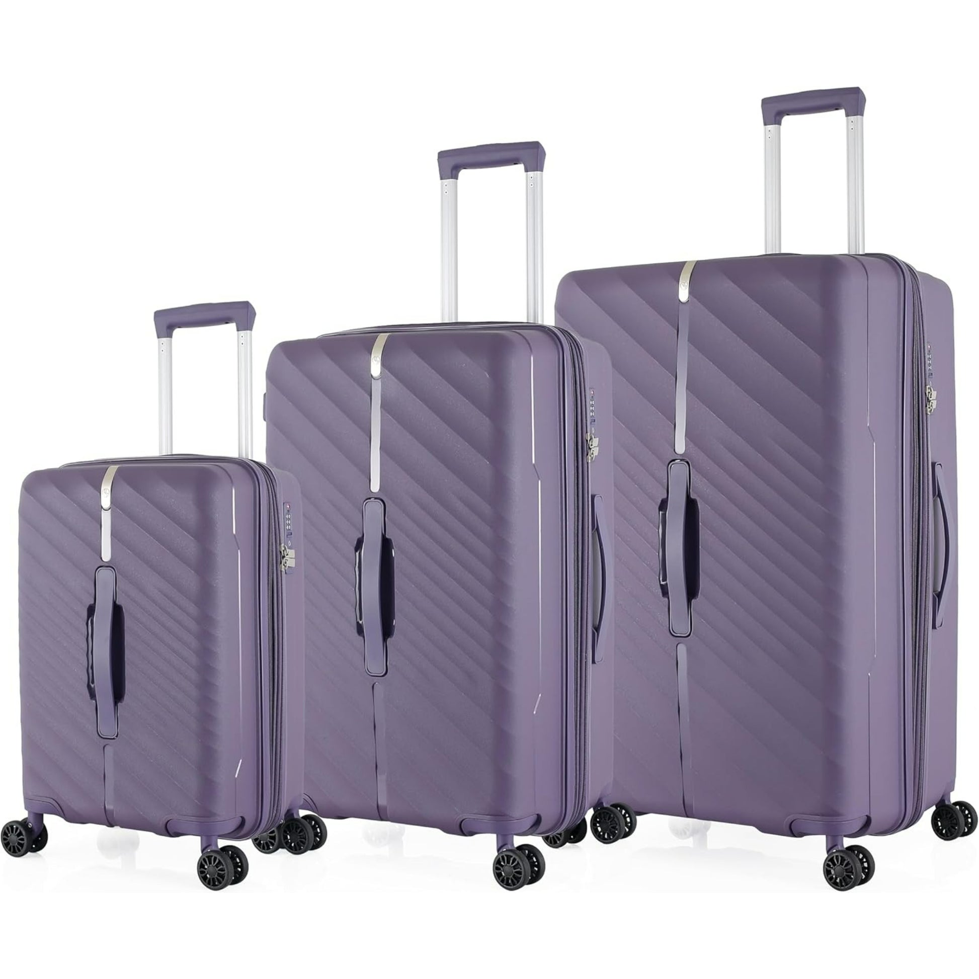 HT 3-Piece Luggage Set Strongbox Trunk Travel Suitcase With 1 Year Warranty PP TSA Lock