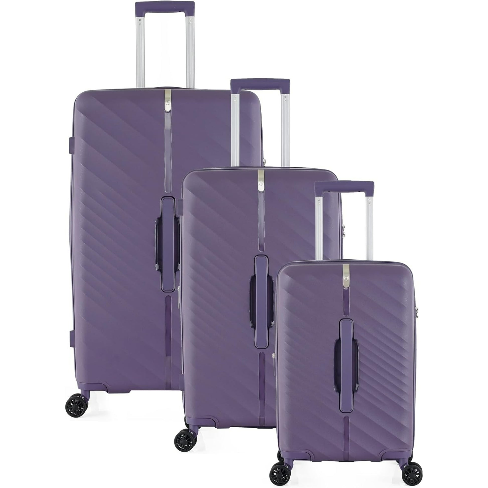 HT 3-Piece Luggage Set Strongbox Trunk Travel Suitcase With 1 Year Warranty PP TSA Lock