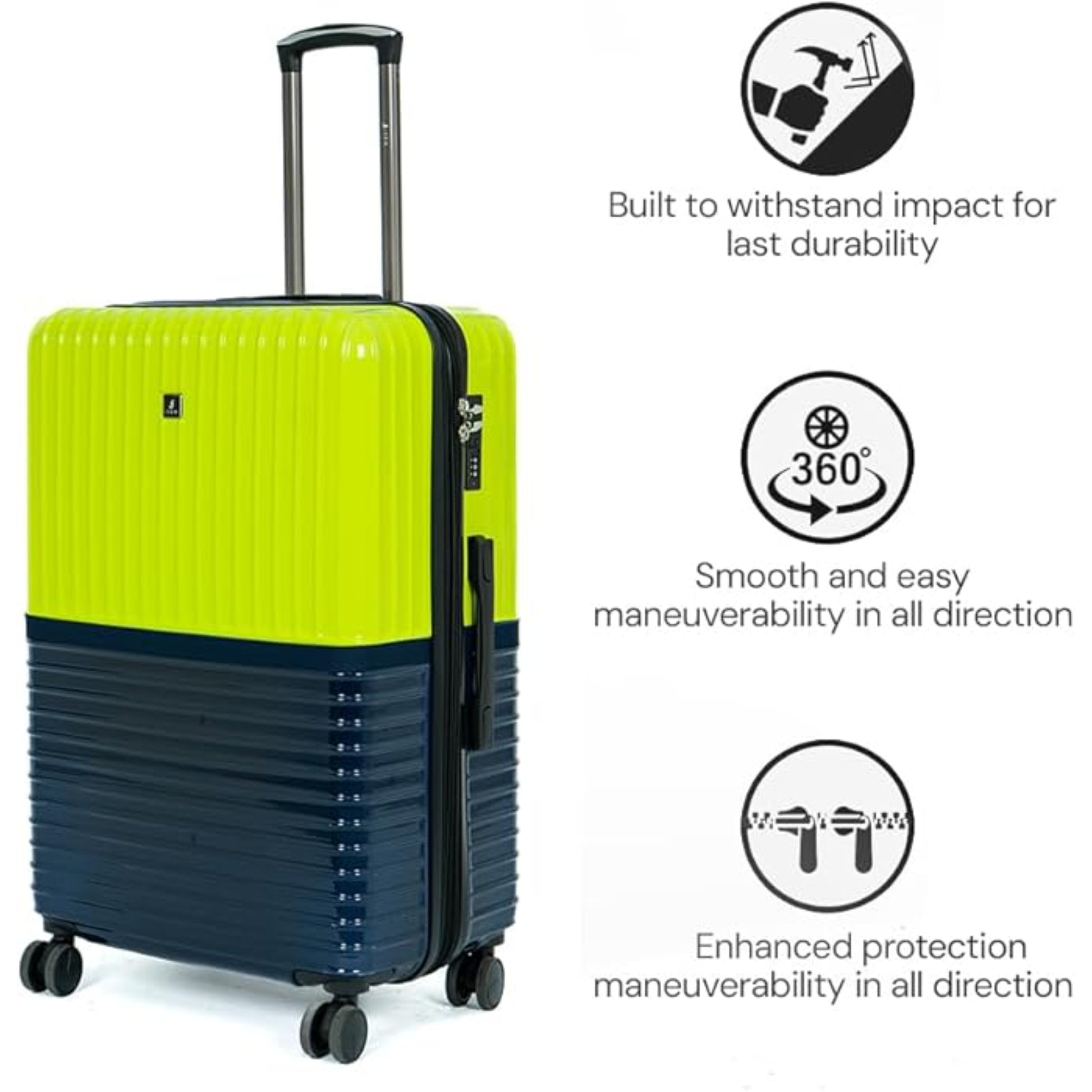 Jeem Expandable Luggage 3 Piece Set Trekker PC Suitcase Trolley
