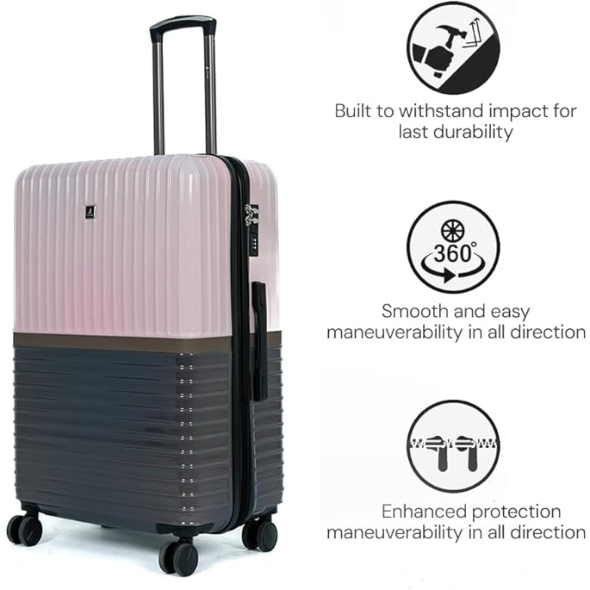 Jeem Expandable Luggage 3 Piece Set Trekker PC Suitcase Trolley