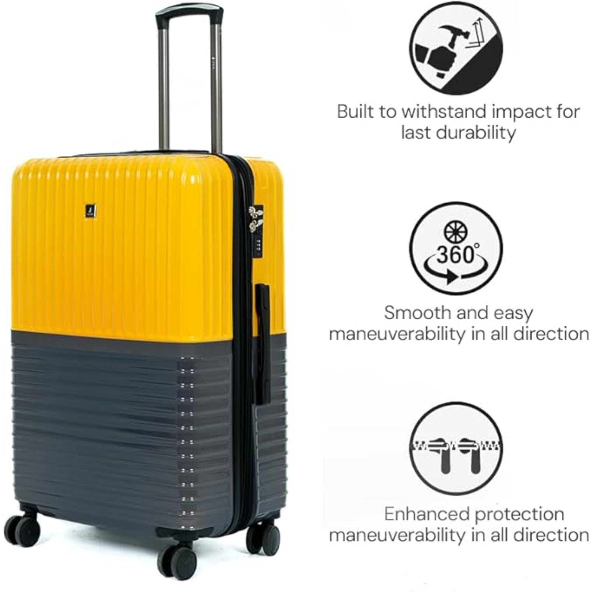 Jeem Expandable Luggage 3 Piece Set Trekker PC Suitcase Trolley