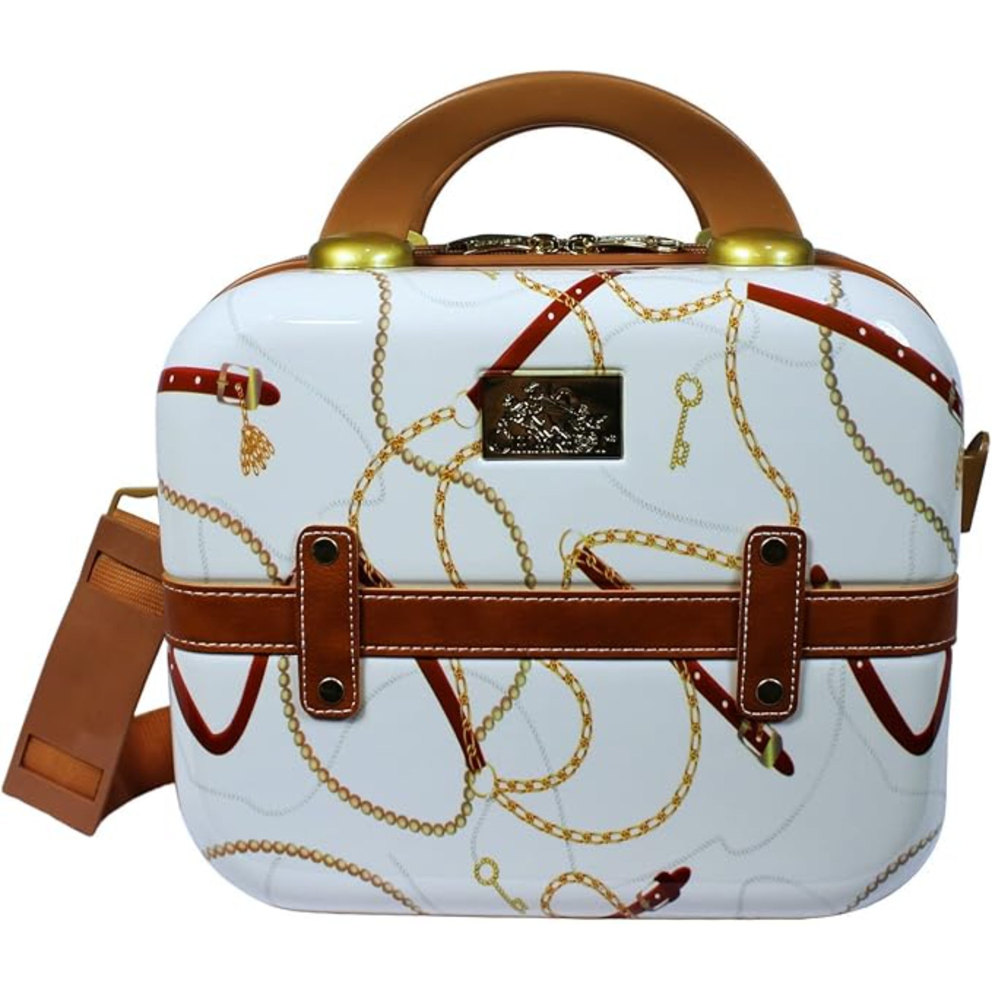 White Vintage Style luggage bag set of 2 with white beauty case matching color for women luggage set  and a matching White lu