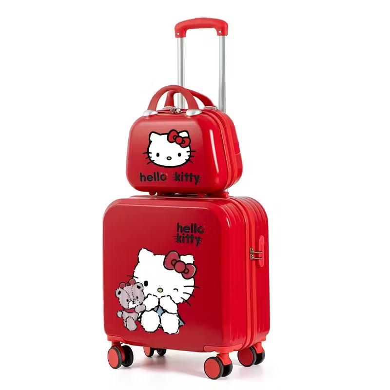 Red 'Hello Kitty' kids luggage and travel Bag set on a white background