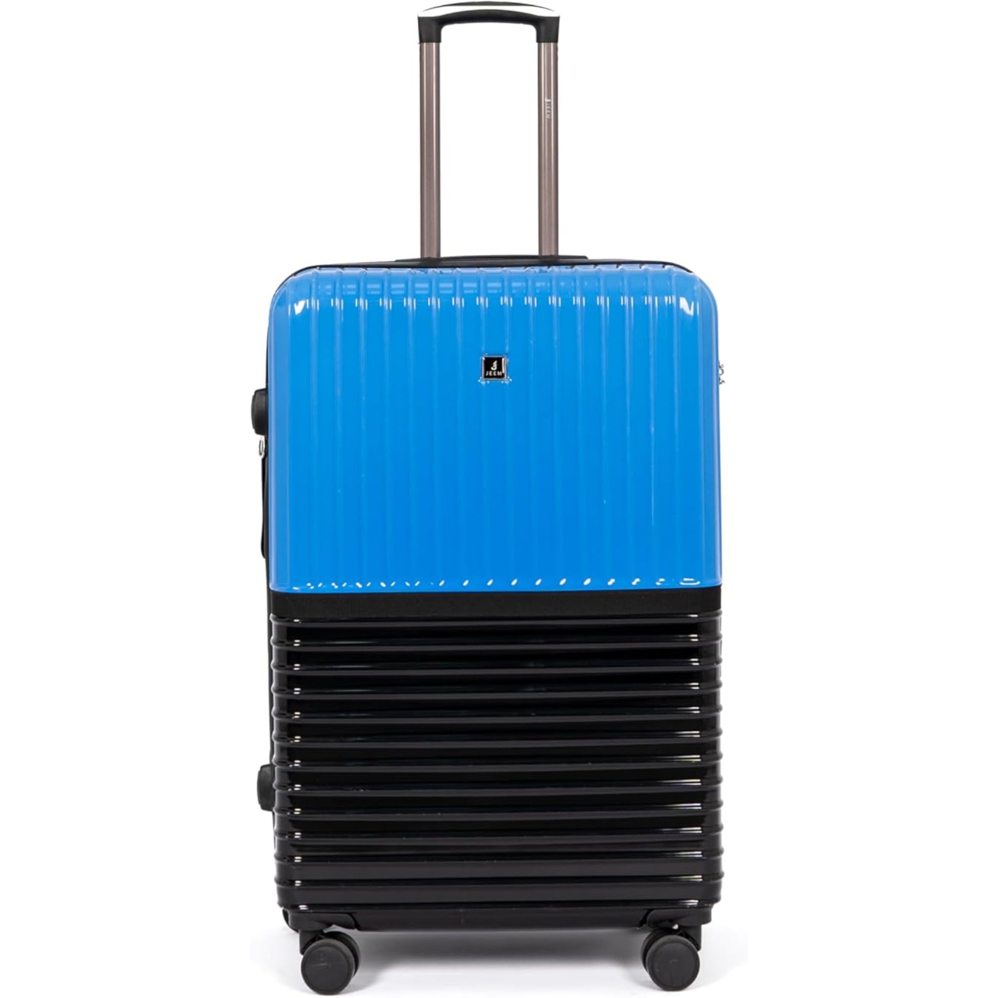 Blue and black suitcase on a white background