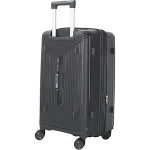 grey suitcase with a textured design on a white background