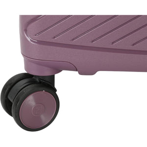 3 purple suitcases of different sizes on a white background