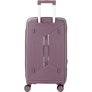 Purple suitcase with a textured design on a white background