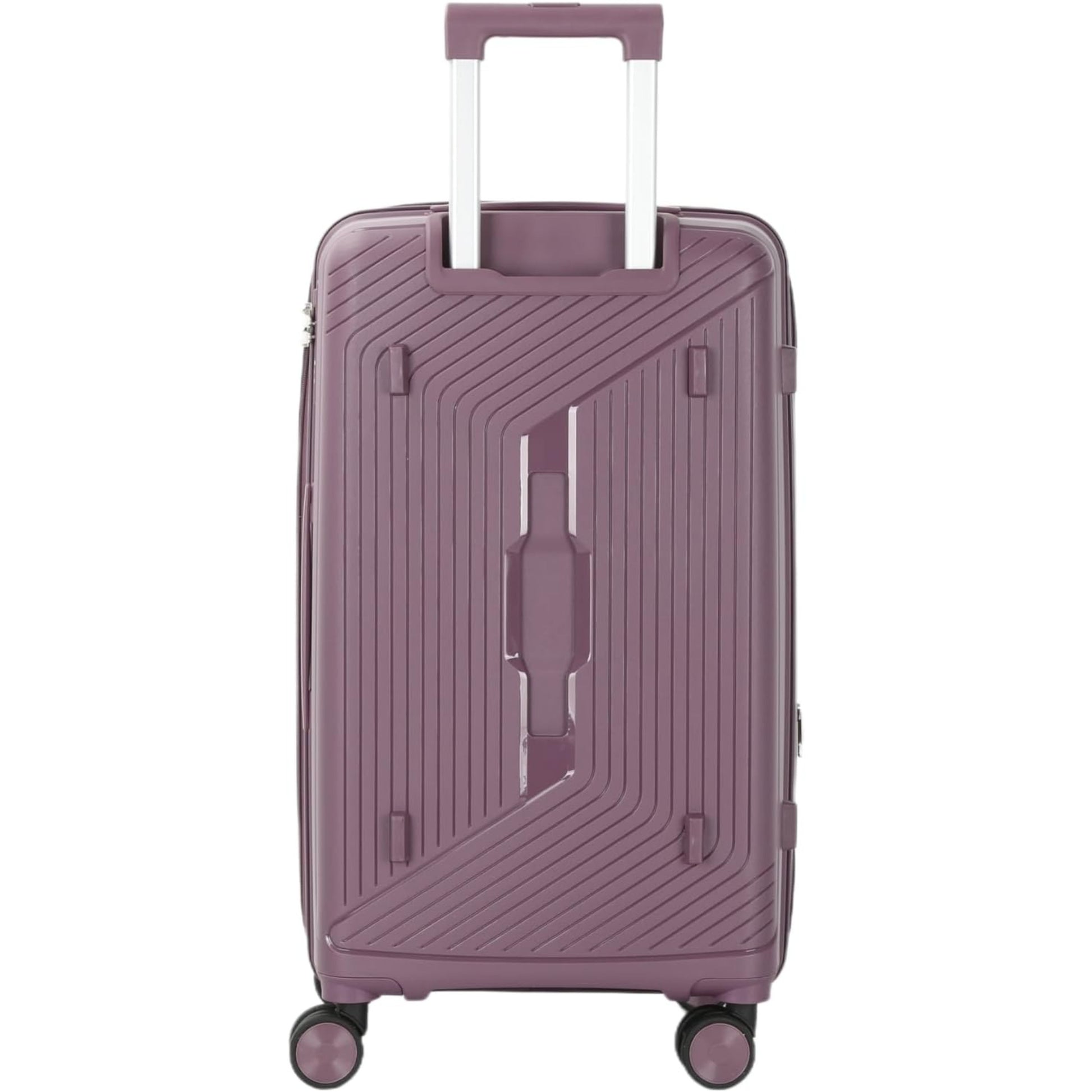 Purple suitcase with a textured design on a white background