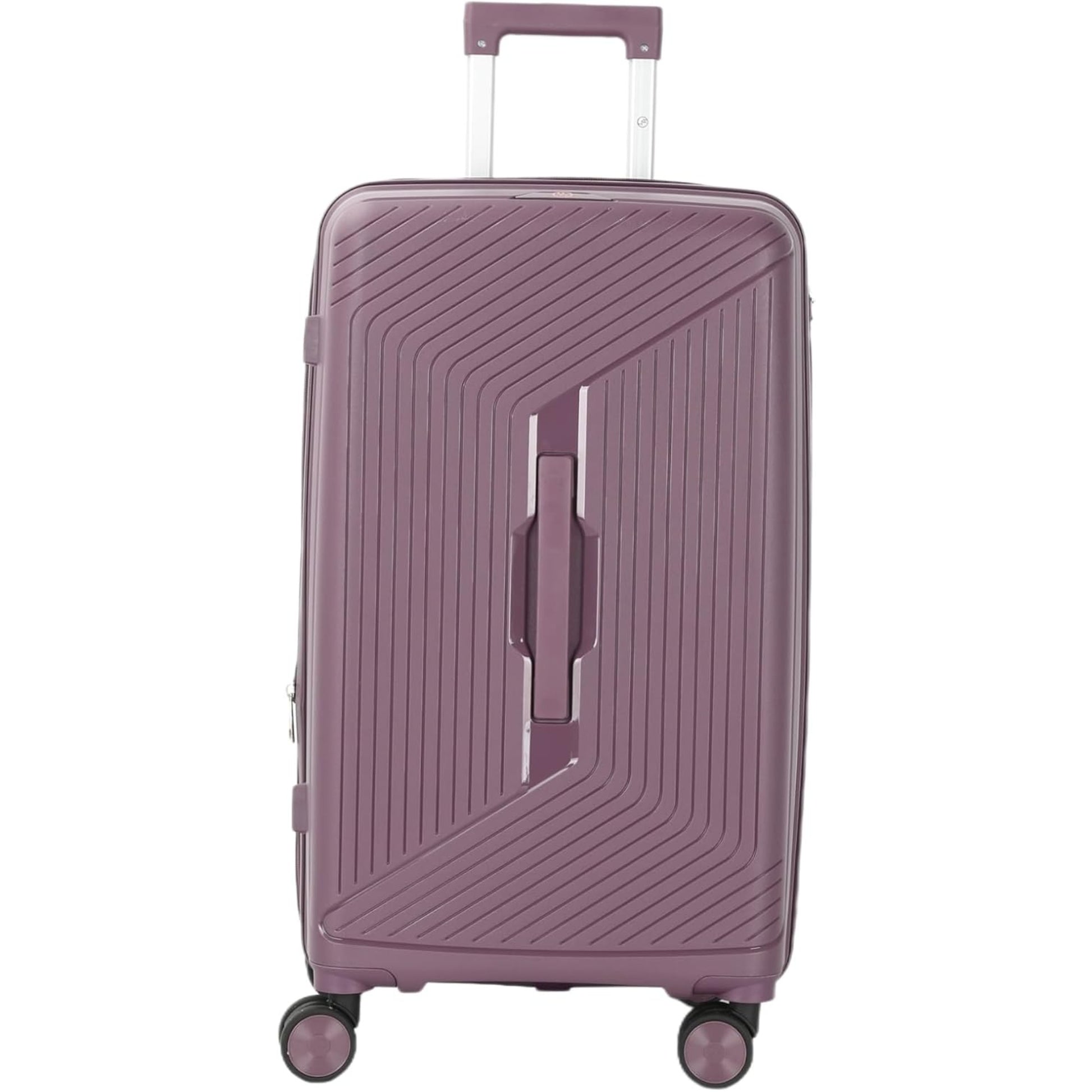 Purple suitcase with a textured design on a white background