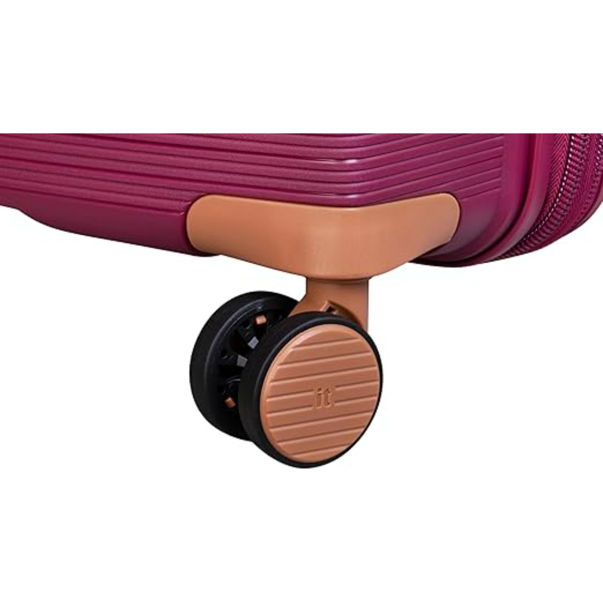 Close-up of a trolly bag wheel on a white background