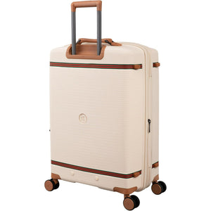 Beige luggage bag 30kg with brown accents on a white background