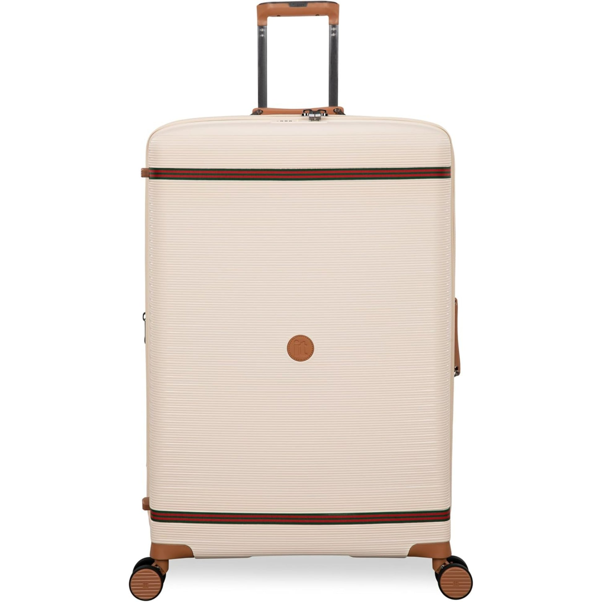 Beige luggage bag 30kg with brown accents on a white background