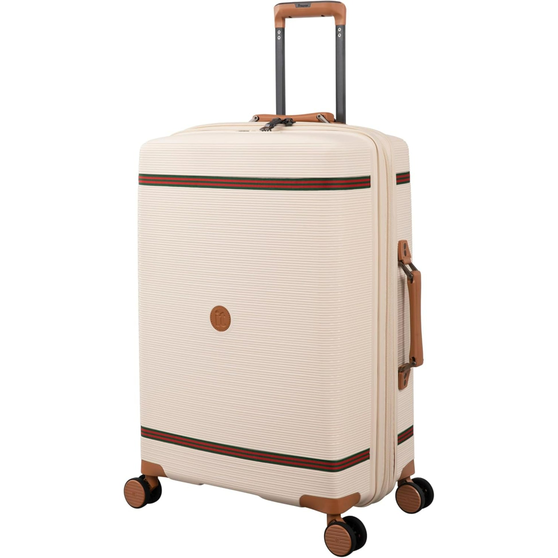 Beige luggage bag 30kg with brown accents on a white background