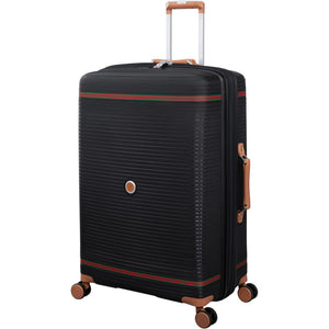 Black checked bag
with brown accents on a white background