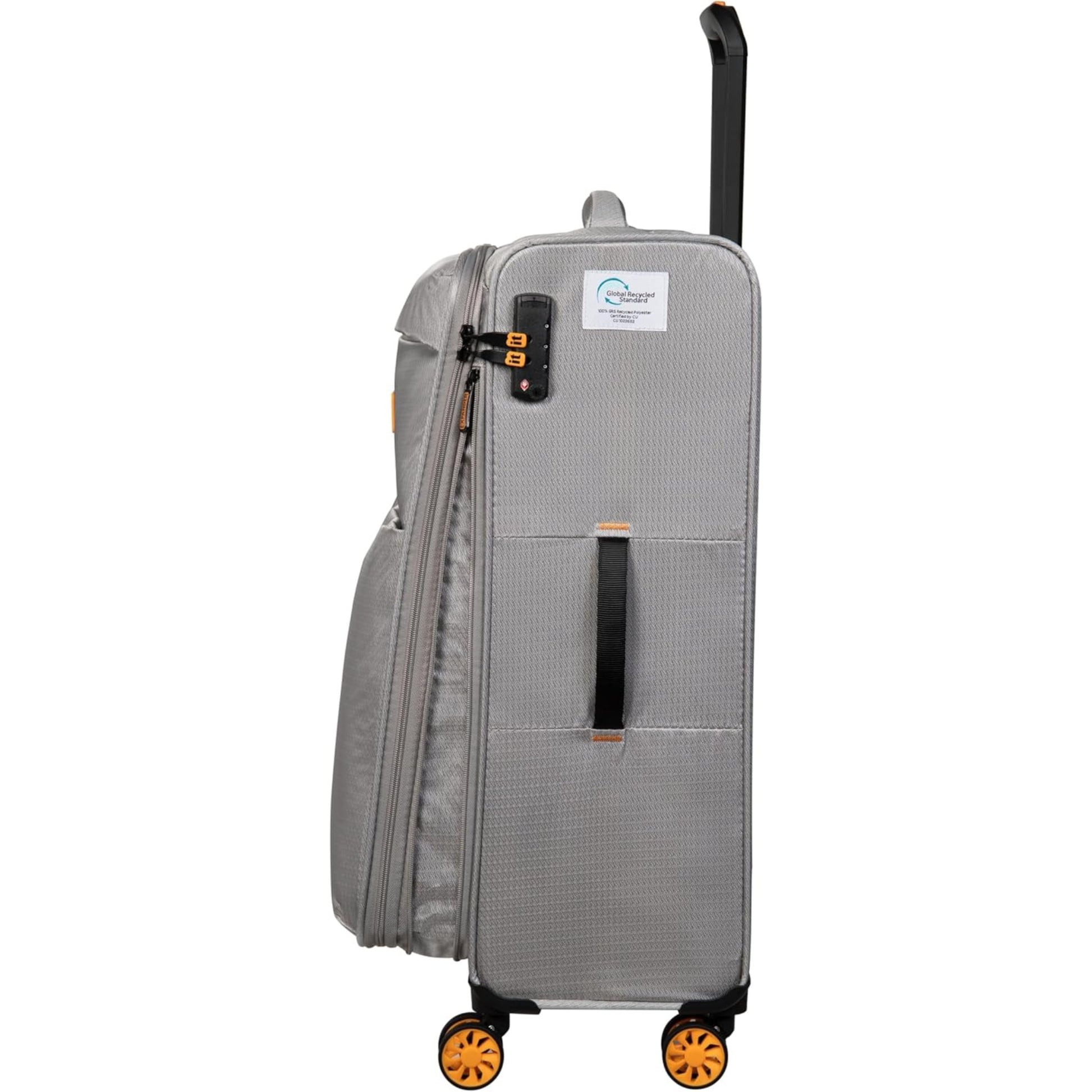 it luggage Gray suitcase with wheels and handle on a white background