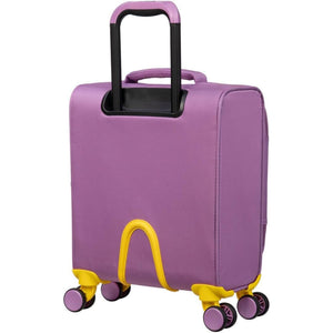 Purple suitcase with yellow accents on a white background buy at suitcases.ae
