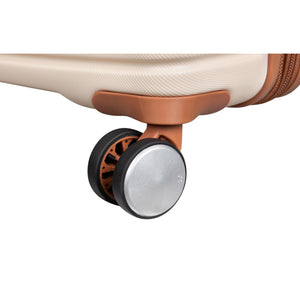 Close-up of a chair wheel with a white background