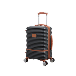 Black and brown suitcase on a white background