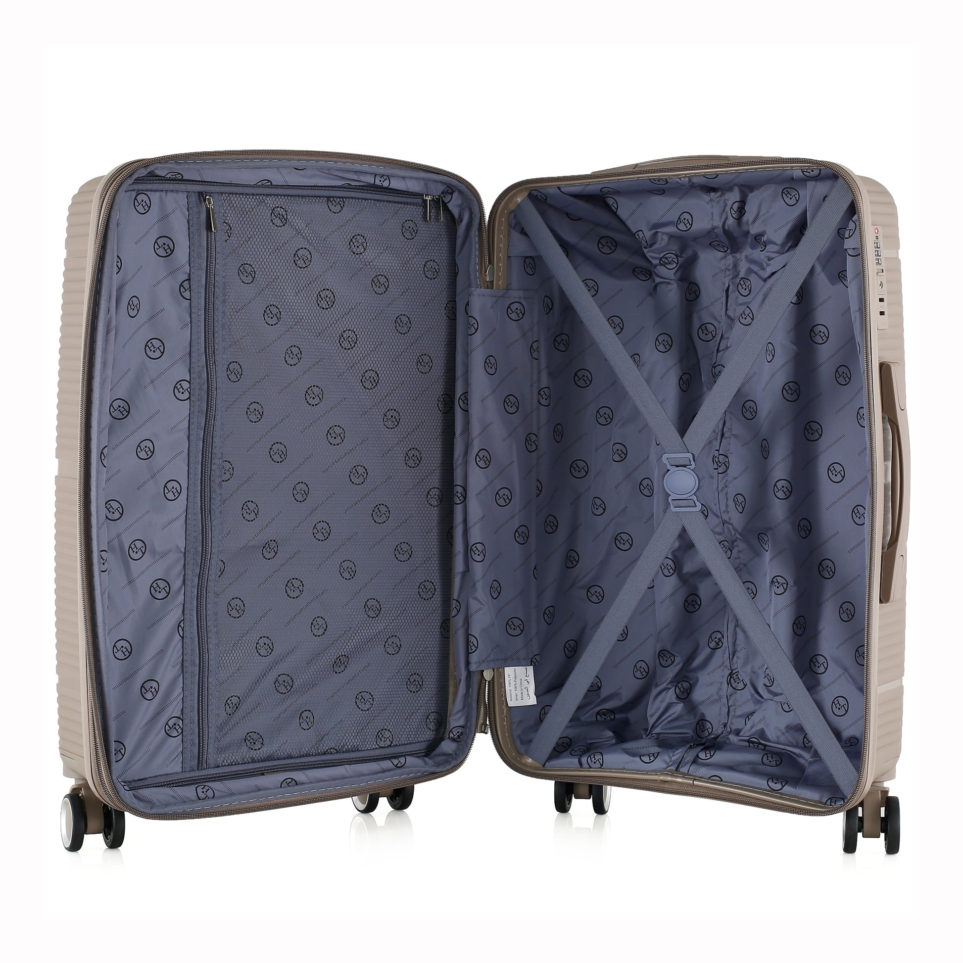 HT Large Luggage 3 Piece Set Navigator PP Hardside Family Set Travel Bags