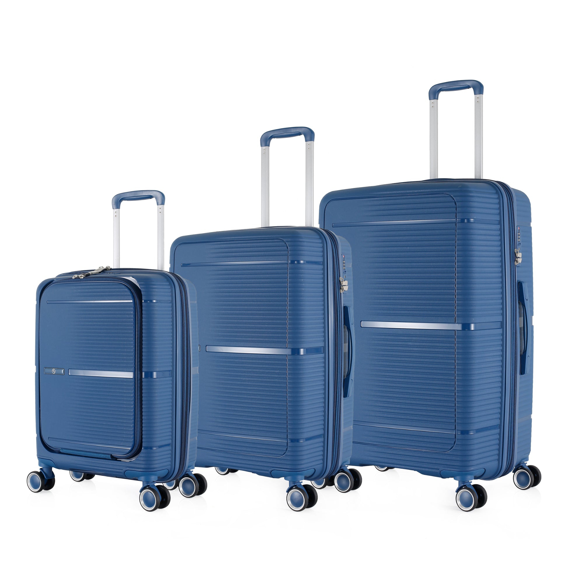 HT Large Luggage 3 Piece Set Navigator PP Hardside Family Set Travel Bags